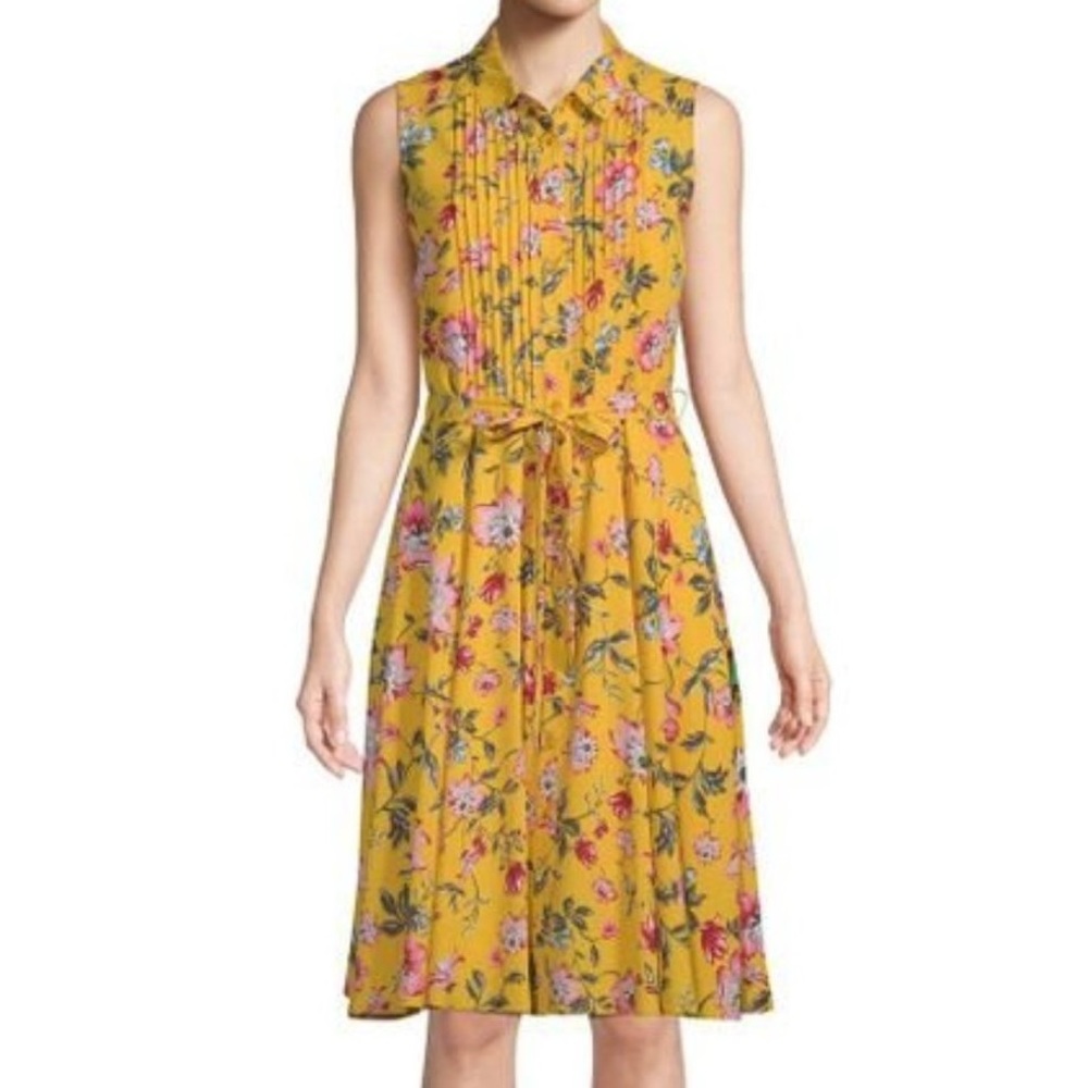 NANETTE LEPORE Sleeveless Yellow Gold Fit Flare 14